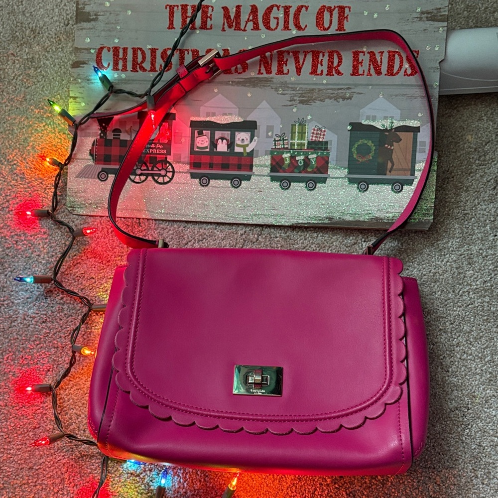 kate spade Hot Pink Scalloped Leather Shoulder Bag